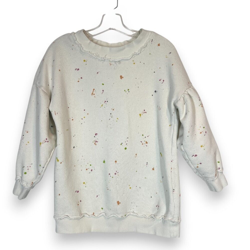 FP Movement by Free People Light Cream Paint-Splatter Sweatshirt